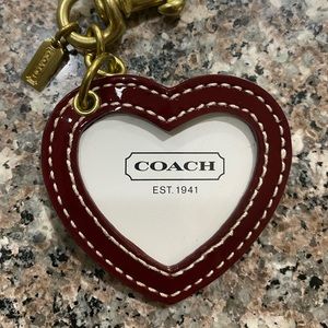 Coach Patent Red Heart Photo Charm Clip